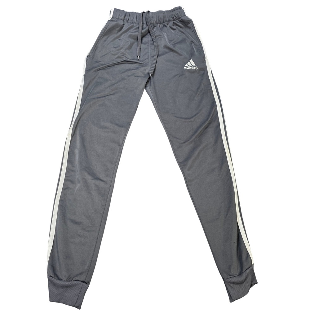 Adidas Track Joggers‎ Pants Girl's Size M Gray 3-Stripe Elastic Waist Drawstring